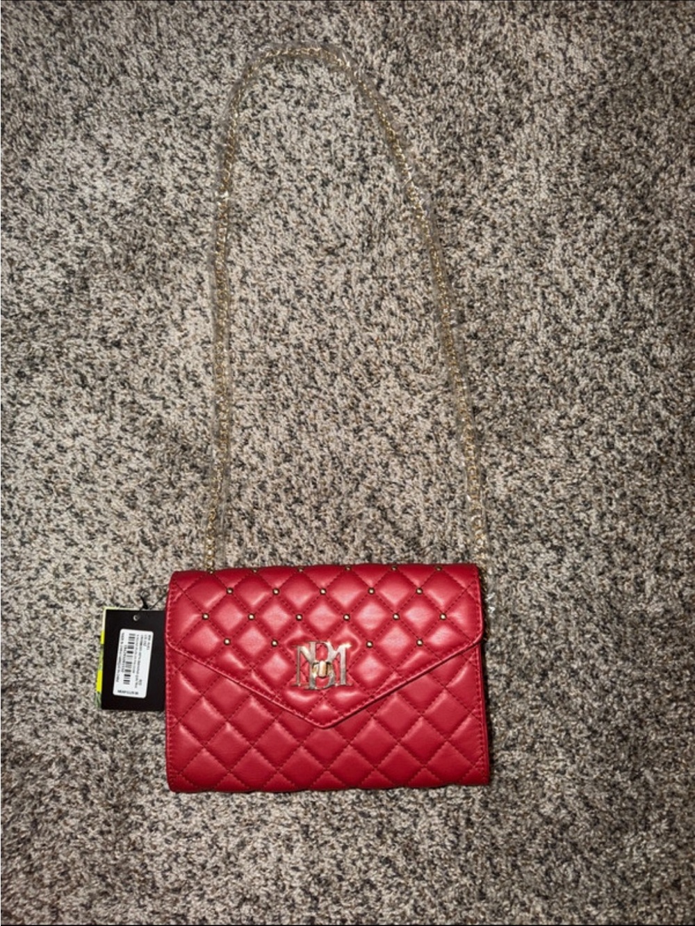 Badgley Mischka Crossbody Bag NWT - Red Quilted Studded Wallet on Chain - BM-418